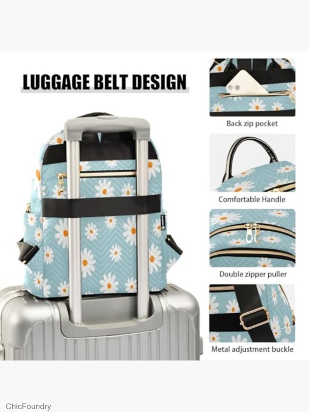 Mini Canvas Backpack Purse - Adjustable Strap, Multiple Pockets, Travel Daypack - Picture 5 of 7